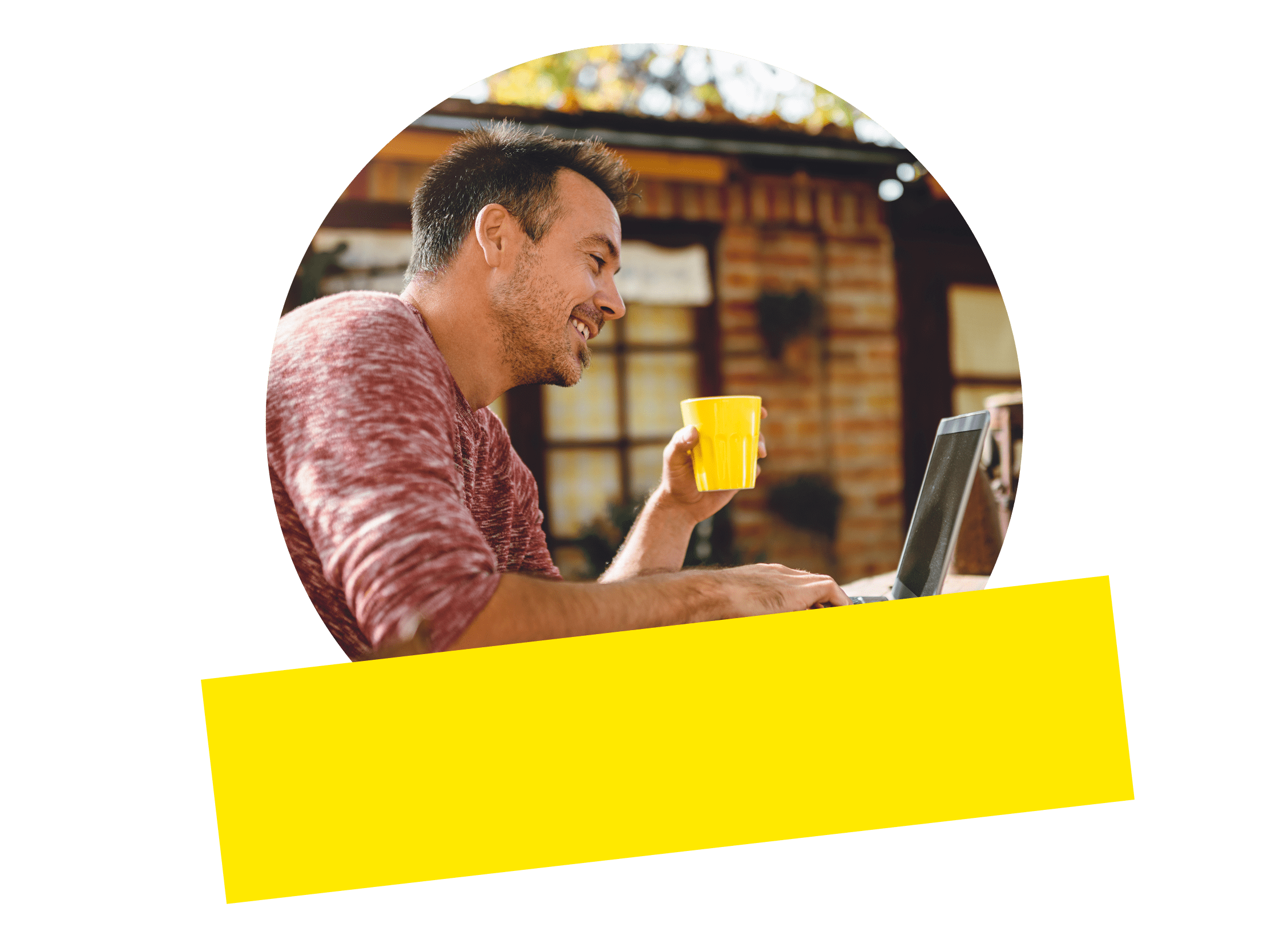 Person taking video conference call from outside