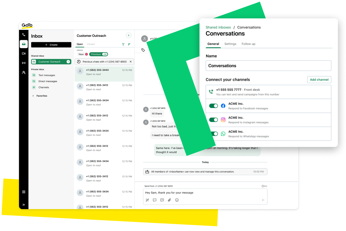 UI showing the customer experience.