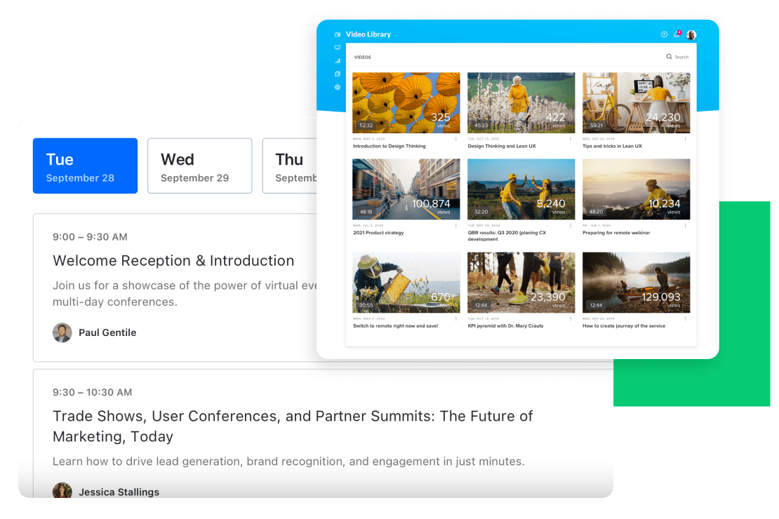 Interface showing how easy it is to schedule and manage your webinars..