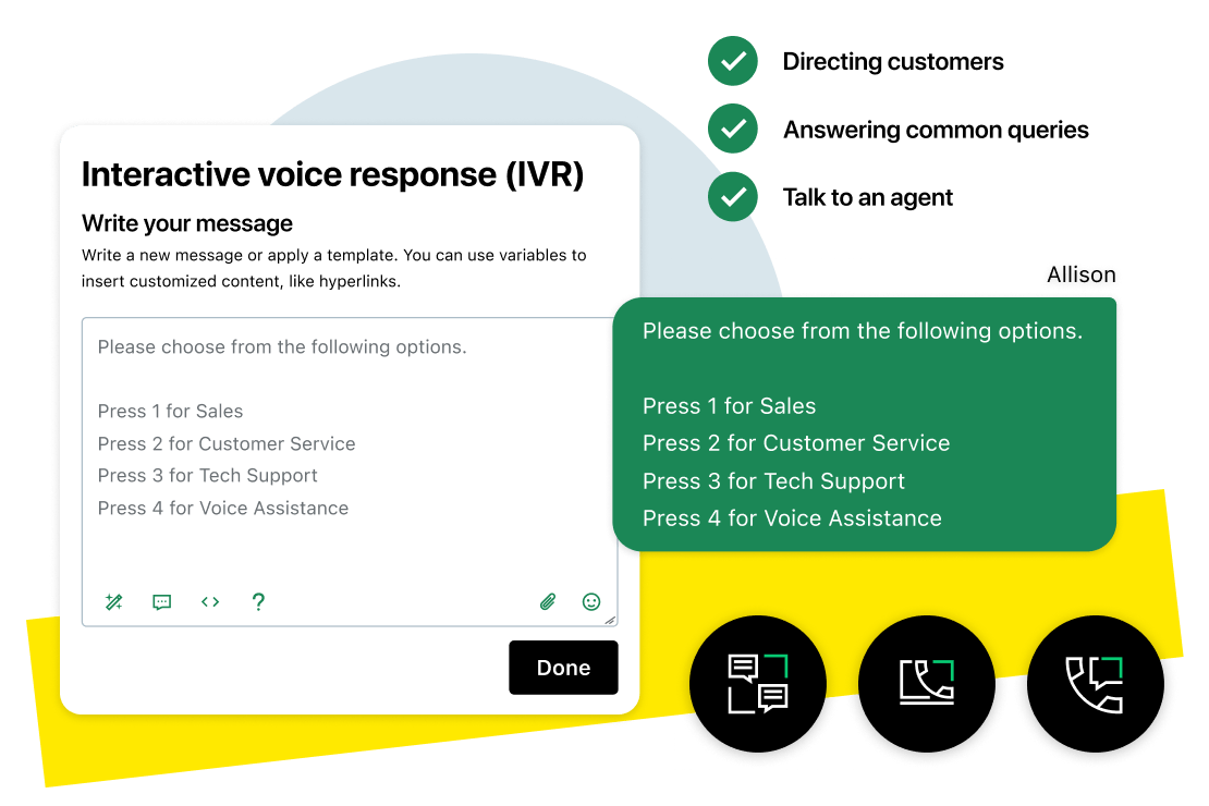 An Interactive Voice Response system automates phone calls, guiding customers through self-service options.